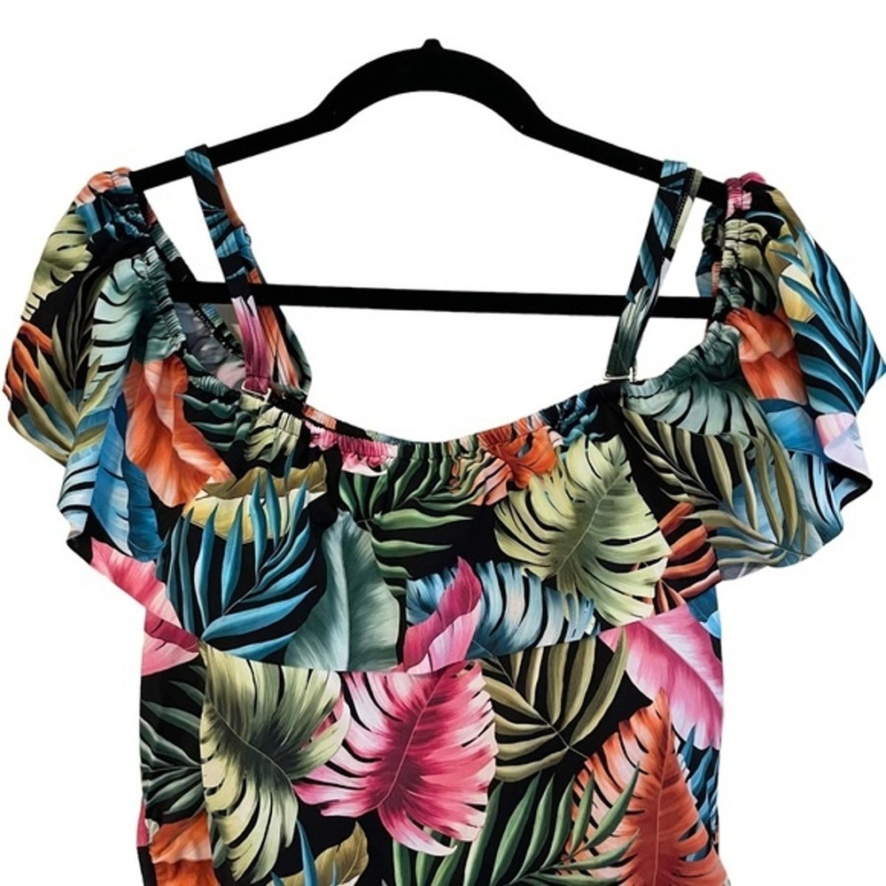 Swim Solutions Tummy Control Tropical Print One Piece Swimsuit Size 24W - Picture 5 of 12